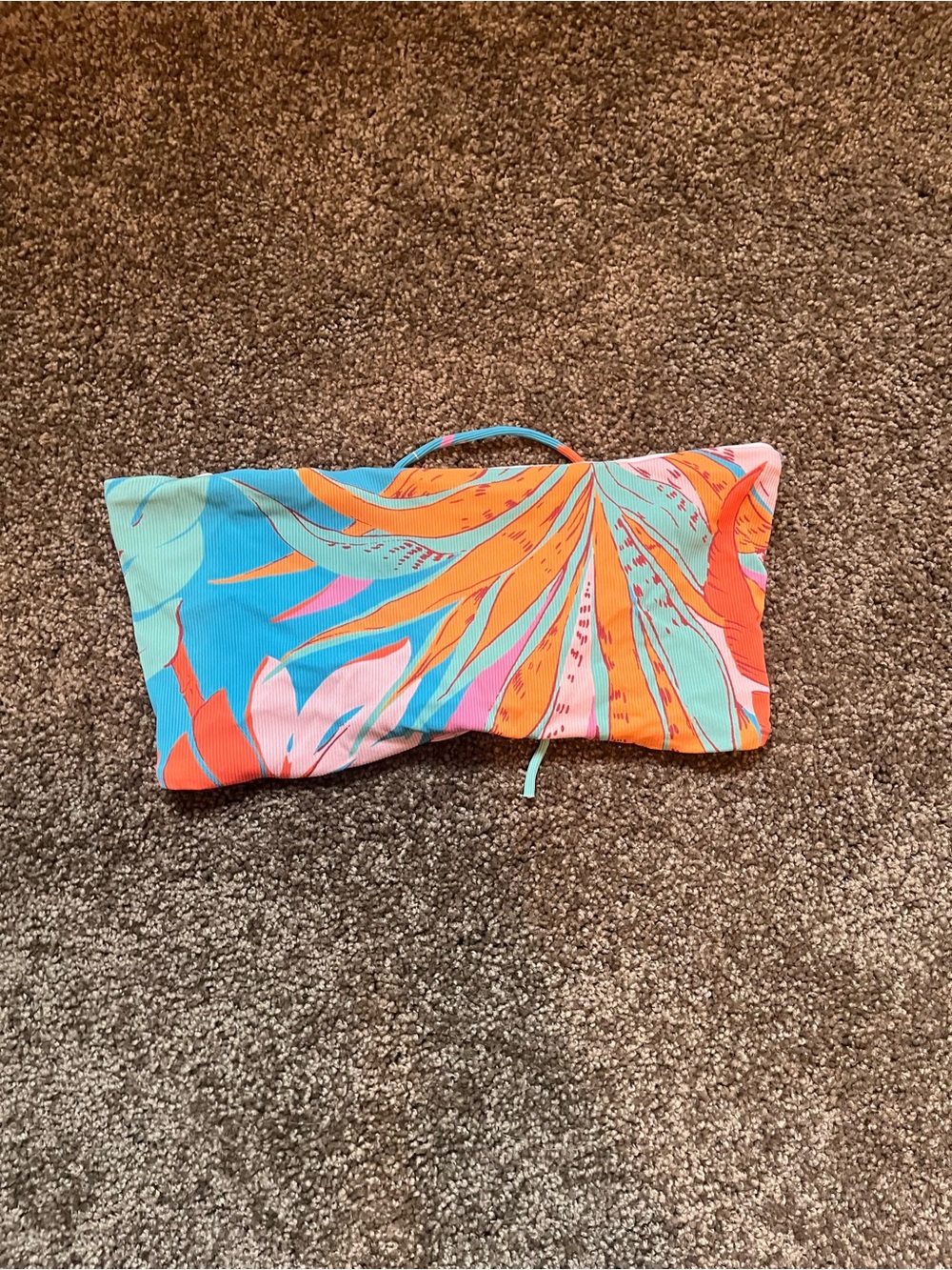 L*space Bandeau Bikini Top in Teal, Orange & Pink Floral